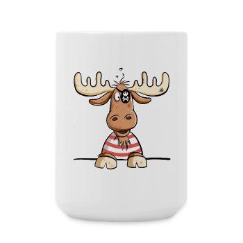 Lustiger Elch Pirat I Piraten Comic I Fun Geschenk - Große Tasse 440 ml - Weiß - Vorne