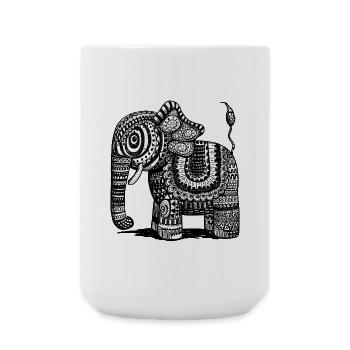 Power Elefant Mit Muster I Indien I Geschenk Ethno - Große Tasse 440 ml - Weiß - Vorne
