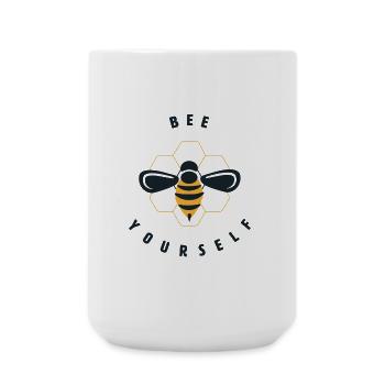 bee yourself motif - bees motivation lettering - Large Mug 440 ml - white - Front
