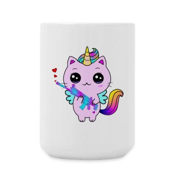Unicorn hunter with heart - Large Mug 440 ml - white - Front