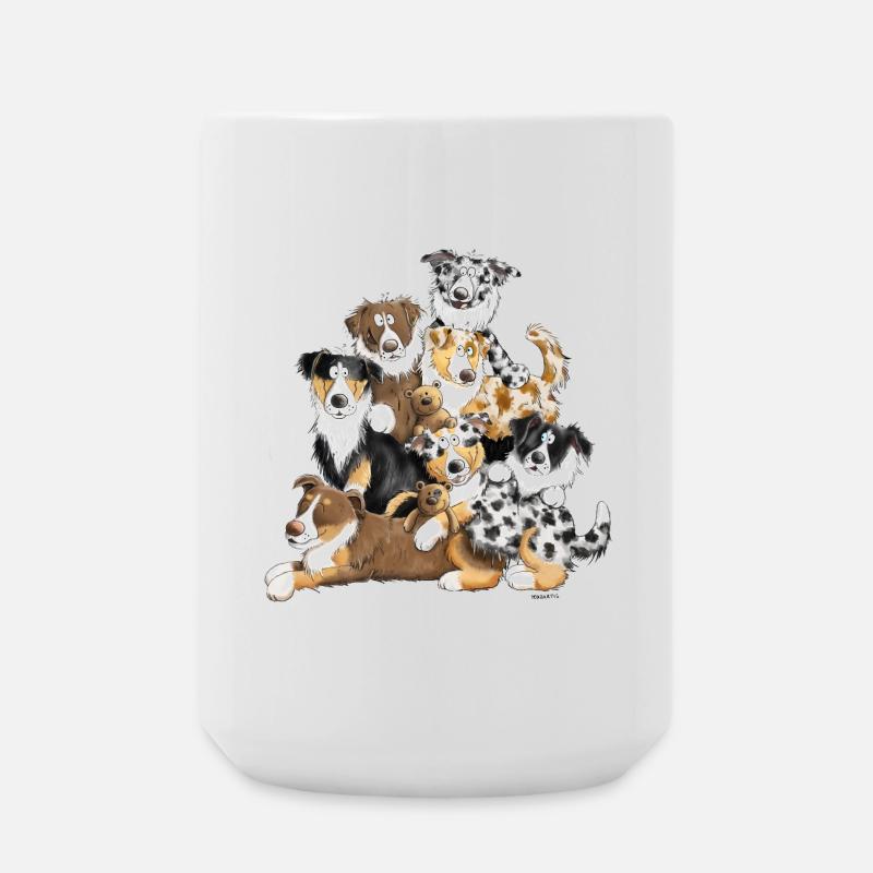 Australian Shepherd Hundehaufen I Aussie Hunde - Große Tasse 440 ml - Weiß