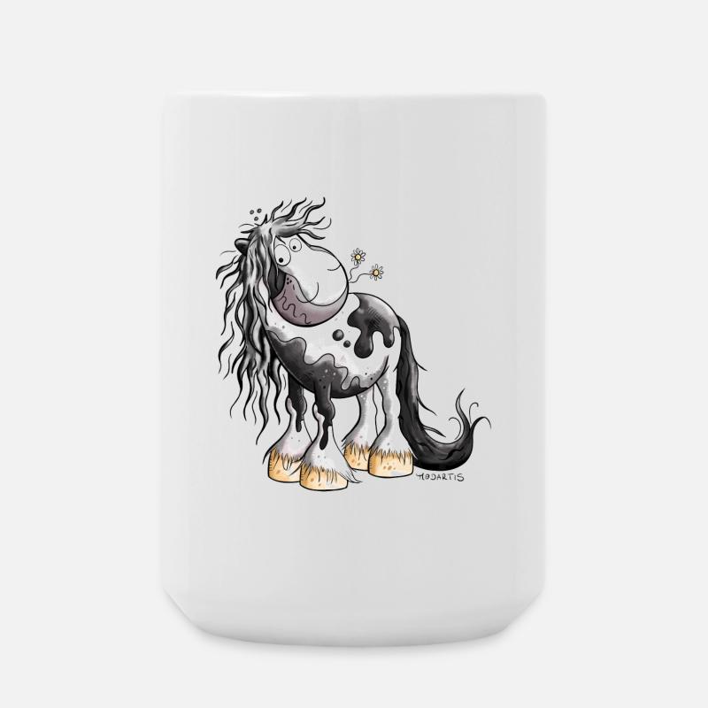 Lustiger Irish Tinker Schecke Pferd Pferde  - Große Tasse 440 ml - Weiß