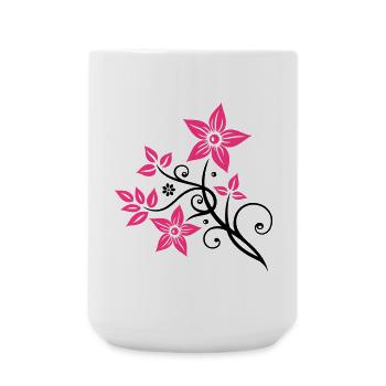 Beautiful, filigree flowers. Floral element. - Large Mug 440 ml - white - Front