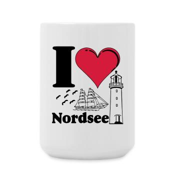 Nordsee Shirt , Fun Shirt , Küste , I love ...(25) - Große Tasse 440 ml - Weiß - Vorne