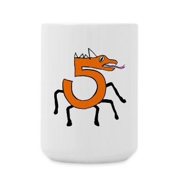 cool number for the 5th birthday for all monster fans - Large Mug 440 ml - white - Front