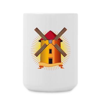 moulin à vent doré avec un fond brillant - Grande tasse 440 ml - blanc - Devant