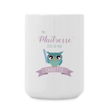 Hibou Maîtresse Chouette Illustration - Grande tasse 440 ml - blanc - Devant