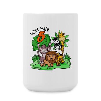 Ich bin 5 - 5. Geburtstag - Niedliche Tiere - Große Tasse 440 ml - Weiß - Vorne