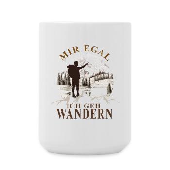 MIR EGAL! ich geh wandern - Mann Berge See - Große Tasse 440 ml - Weiß - Vorne