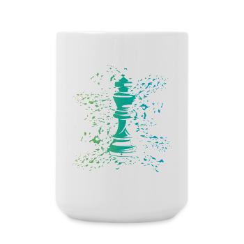 König Schach Symbol Farben Explosion Verein Logo - Große Tasse 440 ml - Weiß - Vorne