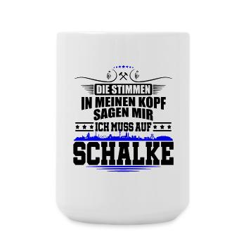 Farben änderbar | Stimmen im Kopf Auf Schalke - Große Tasse 440 ml - Weiß - Vorne