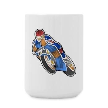 Wheelie à la course de moto - aquarelles lumineuses - Grande tasse 440 ml - blanc - Devant