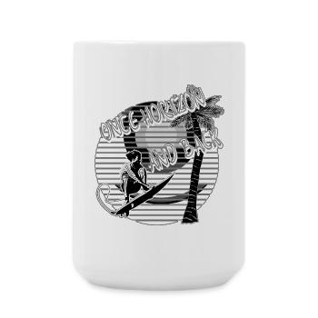 Wellenreiter Surfer Palmen Strand schwarz/weiß - Große Tasse 440 ml - Weiß - Vorne