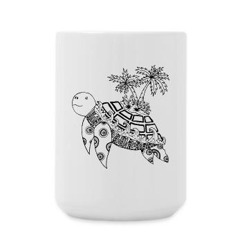 Tortue avec une île sur le dos - Grande tasse 440 ml - blanc - Devant