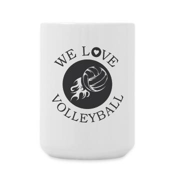 we love volleyball beach volleyball icon graphic - Large Mug 440 ml - white - Front