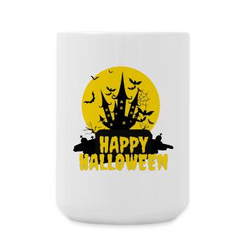 Schloss-Halloween-Silhouettennacht - Große Tasse 440 ml - Weiß - Vorne