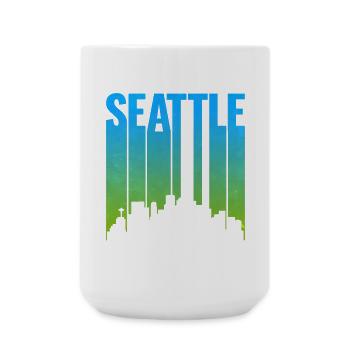 Seattle Neon Skyline Kunstdruck - Große Tasse 440 ml - Weiß - Vorne
