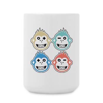 4 happy monkeys - Large Mug 440 ml - white - Front