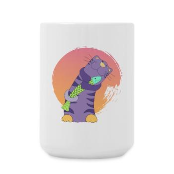Câlin chat câlins Poisson Amoureux Chat coquin Manga - Grande tasse 440 ml - blanc - Devant