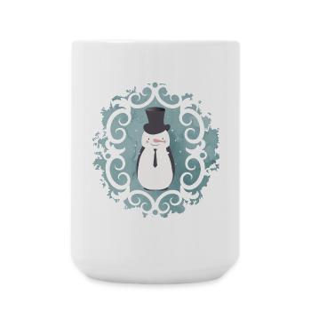 Bonhomme de neige avec chapeau haut de forme, chapeau et cravate en hiver - Grande tasse 440 ml - blanc - Devant