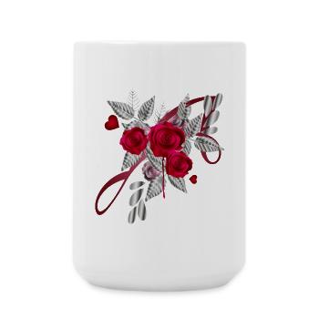 silver Valentine's Day bouquet with roses - Large Mug 440 ml - white - Front