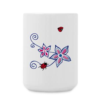 Flower with ladybug - Large Mug 440 ml - white - Front