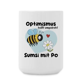 Optimismus Sumsi mit Po - Lustiger Cartoon - Große Tasse 440 ml - Weiß - Vorne