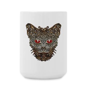 dekorativer Katzenkopf - Große Tasse 440 ml - Weiß - Vorne