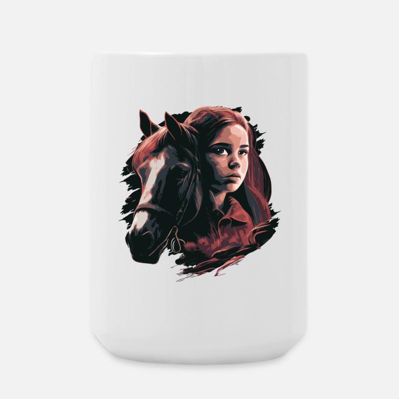 Pferdemädchen - Große Tasse 440 ml - Weiß