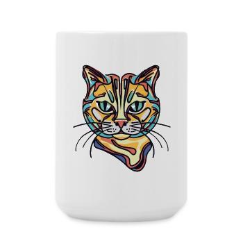 Bunte Katze - Große Tasse 440 ml - Weiß - Vorne