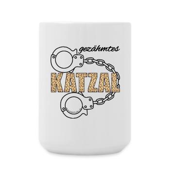 gezähmtes Katzal - gezähmte Katze, Dialekt - Große Tasse 440 ml - Weiß - Vorne