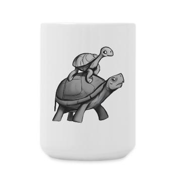 Turtle rides on turtle - Large Mug 440 ml - white - Front