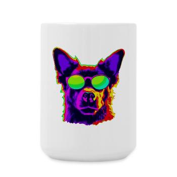 Stylischer Vierbeiner mit Sonnenbrille - Große Tasse 440 ml - Weiß - Vorne