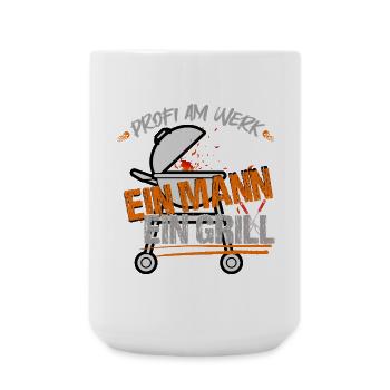 One man, one grill - Large Mug 440 ml - white - Front