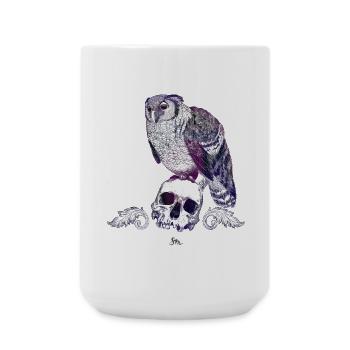 Milchuhu und Schädel mit Ornamenten - Große Tasse 440 ml - Weiß - Vorne