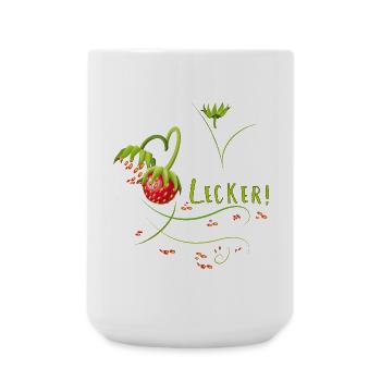 Erdbeerzeit, lecker, Erdbeere - Große Tasse 440 ml - Weiß - Vorne