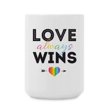 Mois de la fierté LGBTQ - L’amour gagne toujours - Grande tasse 440 ml - blanc - Devant
