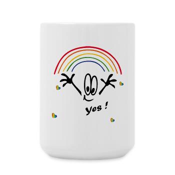 Oui, couleurs arc-en-ciel, arc-en-ciel - Grande tasse 440 ml - blanc - Devant