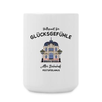 Baden- Baden,, Lichtspielhaus Alter Bahnhof, Glück - Große Tasse 440 ml - Weiß - Vorne