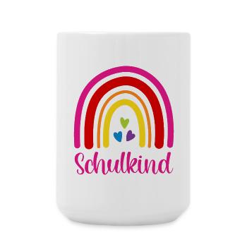 Schulkind Regenbogen Schulanfang Einschulung 2026 - Große Tasse 440 ml - Weiß - Vorne