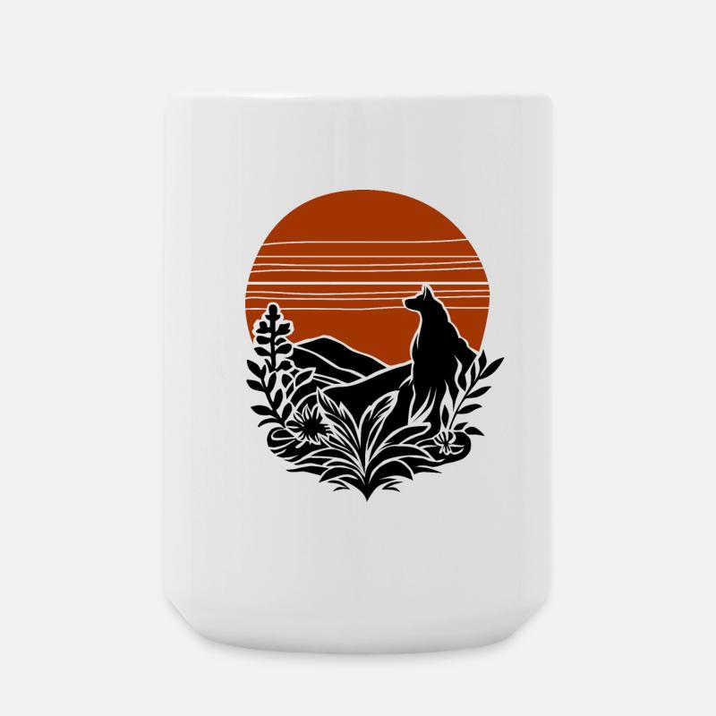 vintage wolf - Große Tasse 440 ml - Weiß