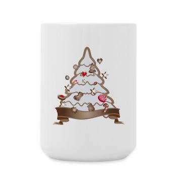 Beau sapin de Noël en pain d’épices pour Noël - Grande tasse 440 ml - blanc - Devant