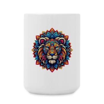 Lion decorated with Mandalas - Large Mug 440 ml - white - Front