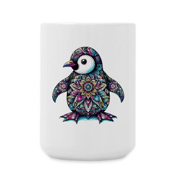 Penguin decorated with Mandalas - Large Mug 440 ml - white - Front