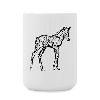 Pferde T-shirt Geschenk Reiter  - Große Tasse 440 ml - Weiß - Vorne