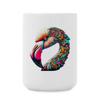 Rosa Flamingo mit Mandalas verziert - Große Tasse 440 ml - Weiß - Vorne