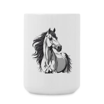 Pferd, Pferdefächer, Reiten - Große Tasse 440 ml - Weiß - Vorne
