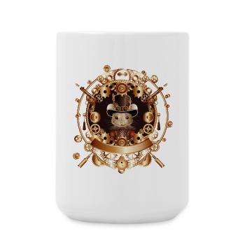Steampunk Maus mit antiken Zylinder im Rahmen - Große Tasse 440 ml - Weiß - Vorne