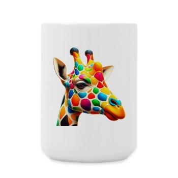 Giraffe farbig und bemalt wie Harlekin - Große Tasse 440 ml - Weiß - Vorne