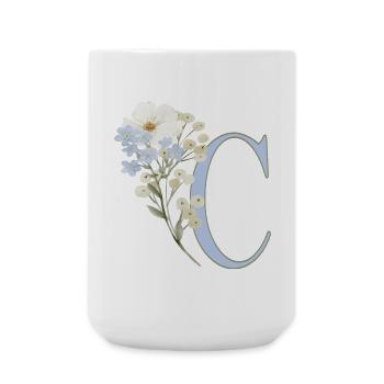 Buchstabe C mit floralem Motiv - Große Tasse 440 ml - Weiß - Vorne